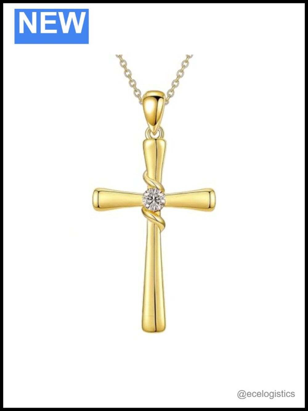 18K Gold Plated Cross Necklace Pendant Christian Faith Jewelry Gift